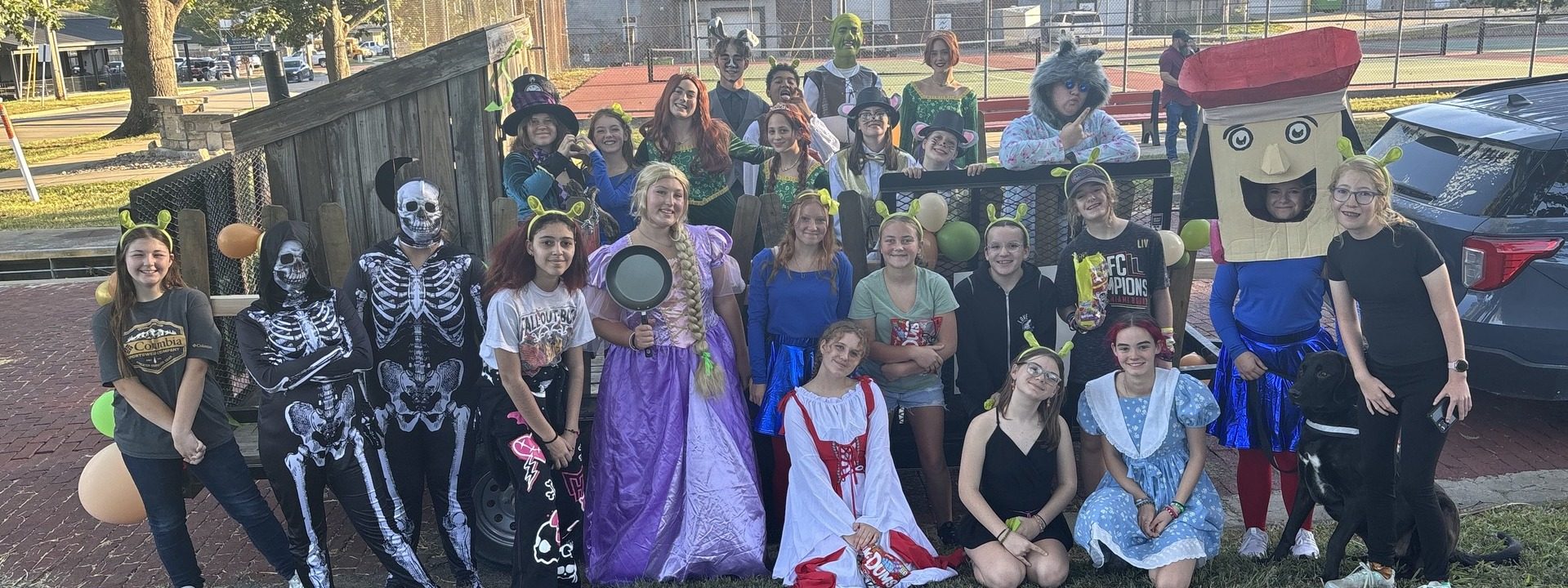 BHS students dressed in character for the play Shrek